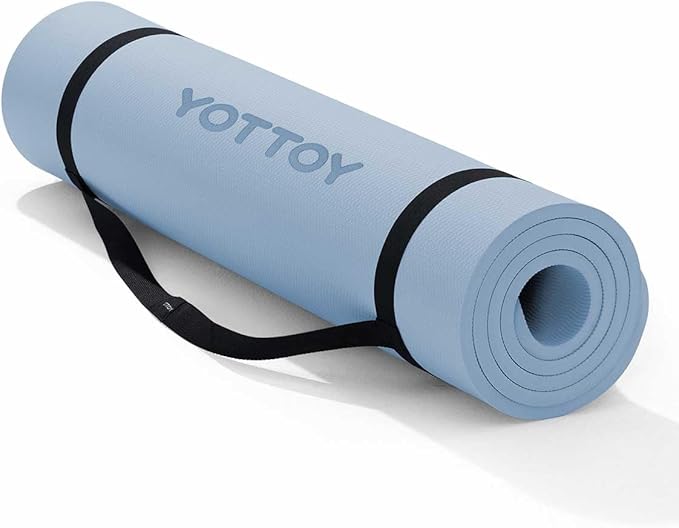 YOTTOY Yoga Mat,Extra Thick Yoga Mat (1/2inch),Professional TPE Exercise Mat,Non-Slip Workout Mat for Yoga, Pilates, Fitness, Barefoot Workouts, Home Gym Studio with Strap