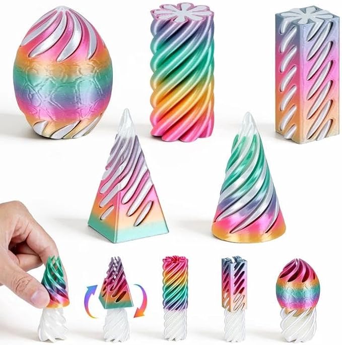 5 Pack Impossible Cone, Spiral Cone Passthrough Sculpture 3D Printed Fidget Toys, 3D Printed Pyramid Fidget Toys for Kids Adults - Stress Relief Desk Toy, Impossible Spiral Decoration for Desk (5)