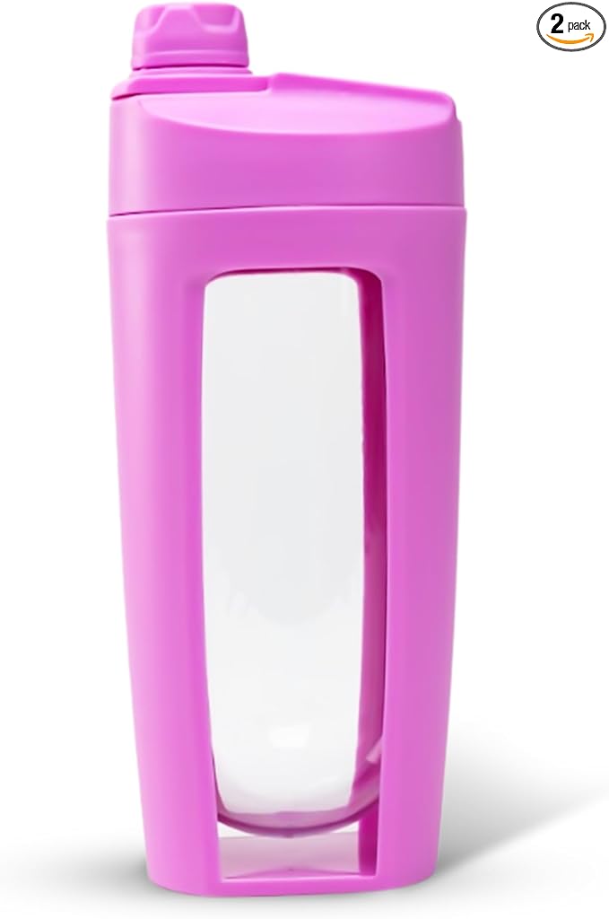 Odor-Free Fitness Bottle with Screw Lid – Round Shape, Leakproof, Eco-Friendly, Reusable Protein Shaker & Smoothie Bottle – Black, Blue, Pink, Beige, White, Purple (Purple, Pack Of 1)