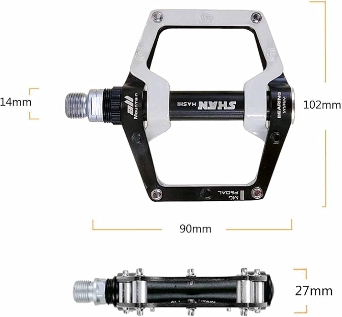 Bicycle Pedals-Aluminium Alloy Bicycle Pedals-Mountain Bike Pedals with Removable Non-Slip Studs 9/16