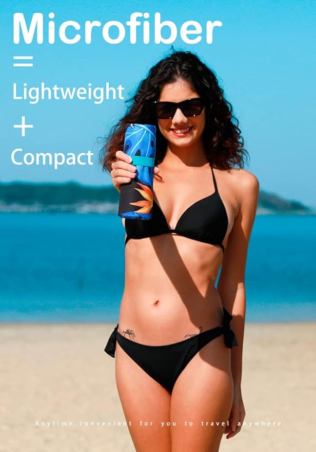 2 Pack Microfiber Lightweight Beach Towel Sand Free Quick Dry Absorbent Thin Compact Towels for Swimming Pool Camping Beach Accessories Large Easy Pack Travel Things for Vacation Essentials Gift