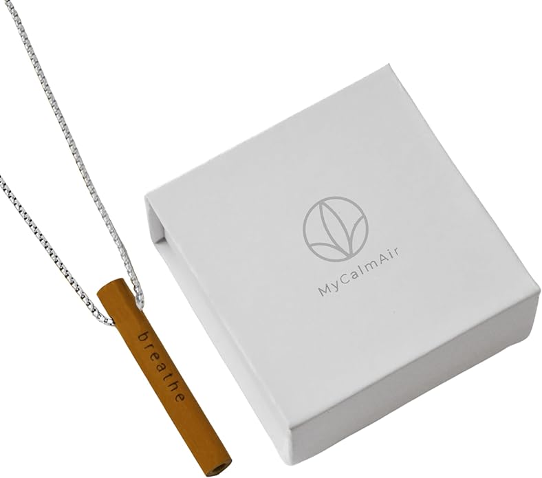 Bamboo Breathing Necklace for Meditation, Mindfulness Tool, Stress Reducer, Eco-Friendly Breathe Pendant, Portable Relaxation Gift for Men & Women