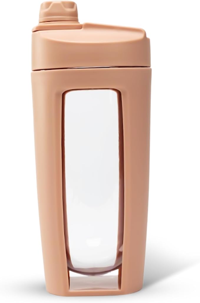 Odor-Free Fitness Bottle with Screw Lid – Round Shape, Leakproof, Eco-Friendly, Reusable Protein Shaker & Smoothie Bottle – Black, Blue, Pink, Beige, White, Purple (Beige, Pack Of 1)