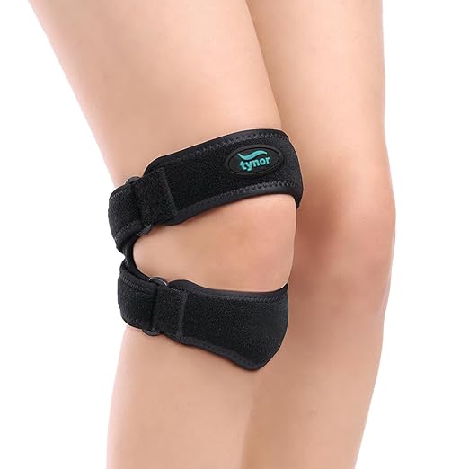TYNOR Dual Patellar Tendon Support Strap,Knee Pain Relief Adjustable Neoprene Knee Strap Patella Stabilizer Band,Knee Brace for Tendonitis,Running,Hiking,Basketball Volleyball Tennis,One Size,1 Unit