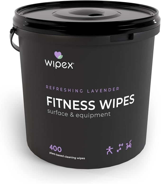 Wipex Gym Wipes – Natural Fitness Equipment Wipes, Plant-Based Cloth - Lavender & Vinegar Wipes Clean Surfaces, Safe Yoga Mat Cleaner Wipes, All Purpose Gym Cleaner, Peloton Wipes, 400 Count (2 Pk)