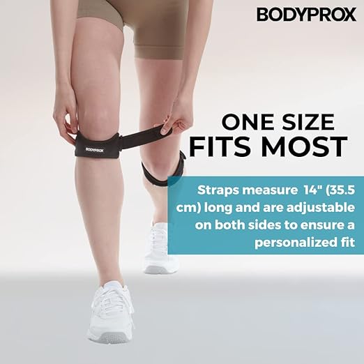 Bodyprox Patella Tendon Knee Strap 2 Pack, Knee Pain Relief Support Brace Hiking, Soccer, Basketball, Running, Jumpers Knee, Tennis, Tendonitis, Volleyball & Squats