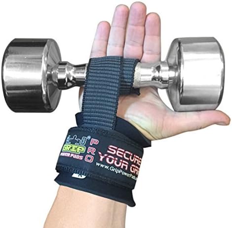 Heavy Duty Lifting Straps Neoprene Padded 1 Pair Wrist Wraps & Rubbery Grip Support Straps with Cotton Coated Rubber on One Side