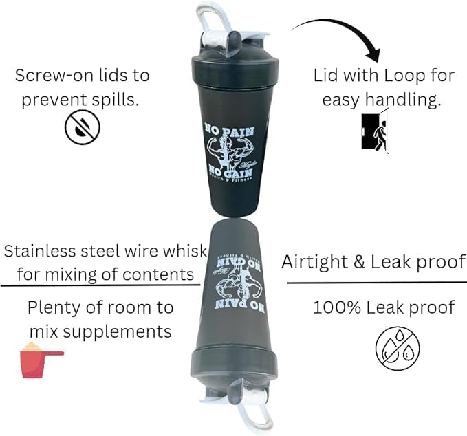 Magiko Blender Shaker Bottles for Protein, 28oz Portable Leakproof Pre-Workout Nutrition Water Bottle, BPA-Free Gym Protein Shaker for Sports & Outdoor Motivational Protein Shaker (Black Orange)