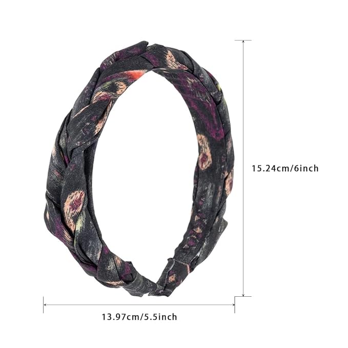 Madison Tyler Boho Headbands - Top Knot With Rhinestones, Non Slip for Outdoor & Party (Purple & Black)