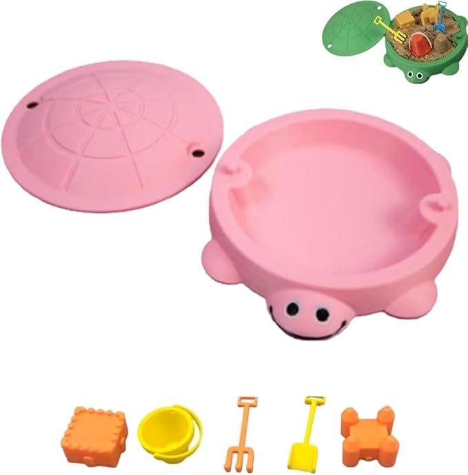 Mini Turtle Sandbox Desk Toy with Mini Tools, Stress Relief Novelty Zen Garden Gift Kit for Adults and Kids, Desktop Decoraccessories for Home and Office, Premium Sand Garden for Desk Kit(Pink)