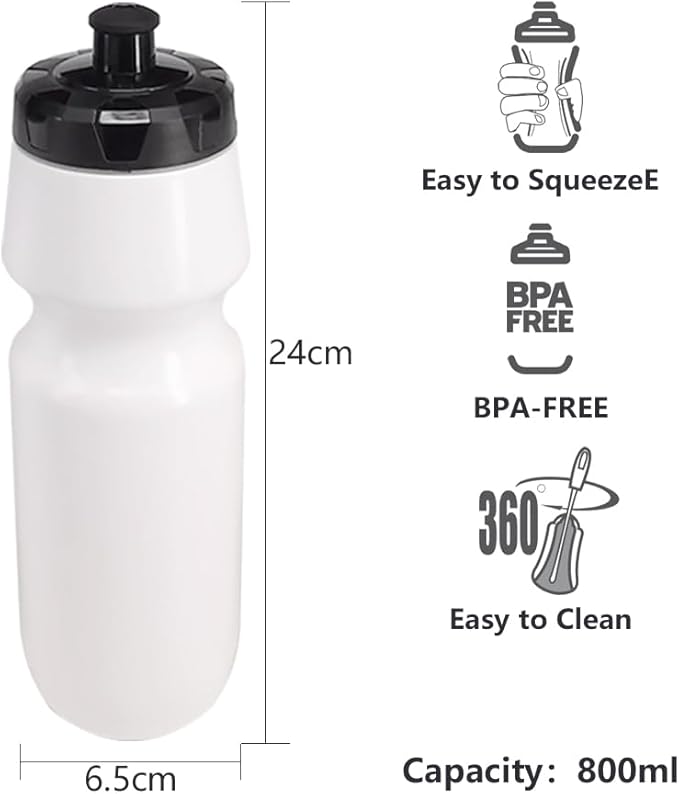 10 Pack 27 oz Sports Water Bottles Sports and Fitness Squeeze Water Bottles BPA Free come with 16 pcs Chalk Labels, 1 Pen(Dishwisher Safe)