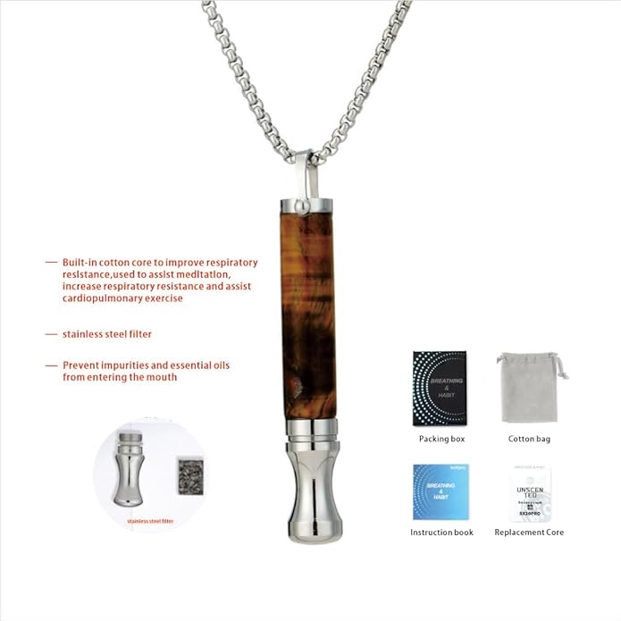 Breathe Free Necklace for Anxiety & Stress Relief, Classic Breathing Tool for Meditation, Mindfulness, and Relaxation – Portable Calm Necklace for Adults, Wellness Gift