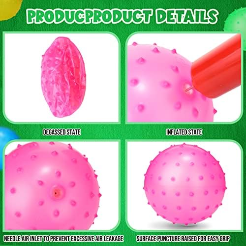 Jerify Knobby Balls 4.72" Bouncy Spiky Sensory Ball Bulk Soft Inflatable Massage Stress Plastic Toy for School Party Outdoor Indoor