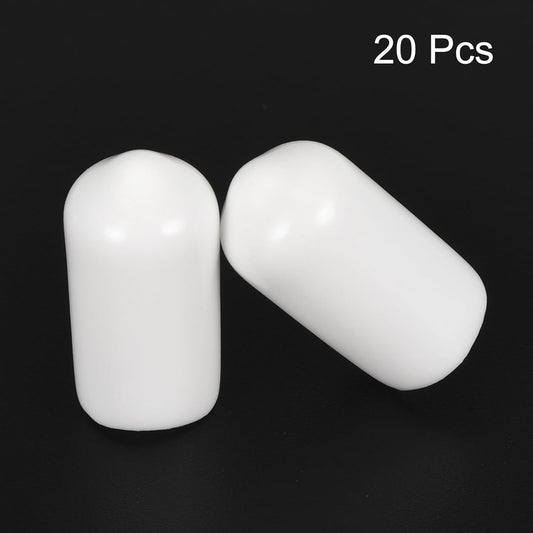 uxcell 20pcs Rubber End Caps 8mm(5/16") ID Vinyl Round End Cap Cover Screw Thread Protectors White