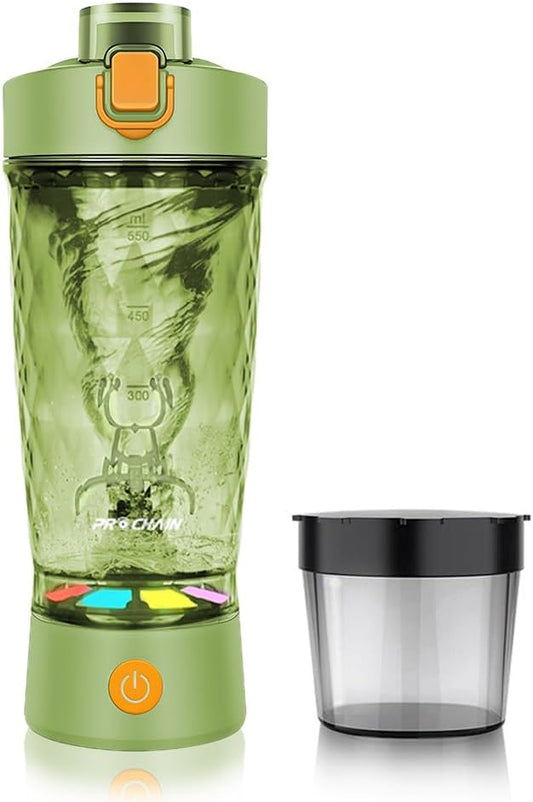 Electric Protein Shaker Bottle, USB Rechargeable Mixing Cup, Water Drink Mixer Portable Bottles for Gym Sport, BPA-Free Tritan, 22oz (Light Green)