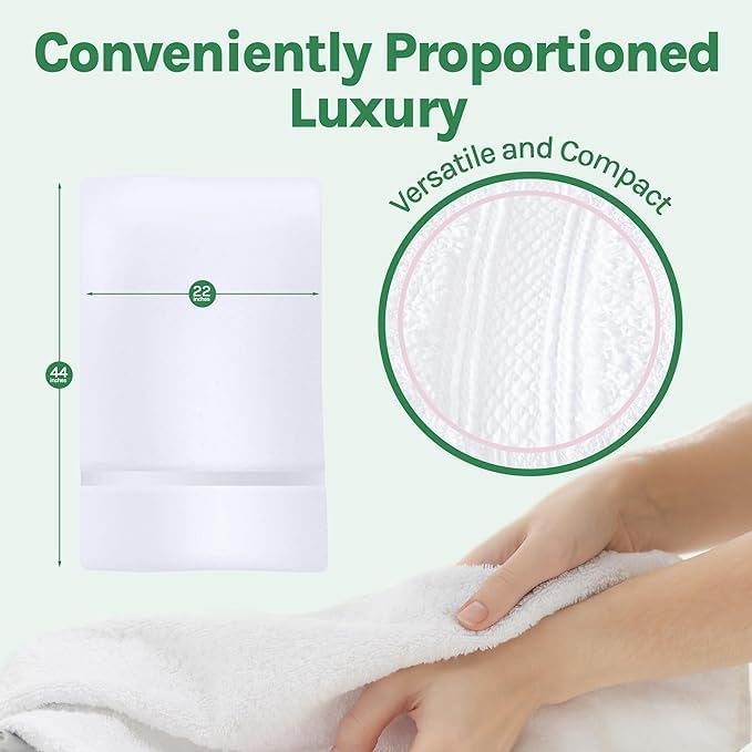 Towels N More - Super Absorbent Easy Care 100% Cotton Towels Ring Spun Loop - Home Essentials White and Soft Bathroom Towels Set Ideal Use for Gym, Beach, Hotels, Hair Dry Salon 22x44 (36, 22x44)