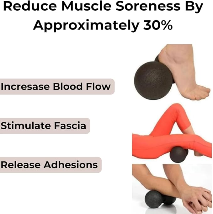 Rollga Peanut - The Better Peanut Ball Roller for Deep Tissue Massage, Mobility, Physical Therapy, Double Lacrosse Ball Massage, Back Pain, Myofascial Release, Muscle Knots, Suboccipital, & Acupoint