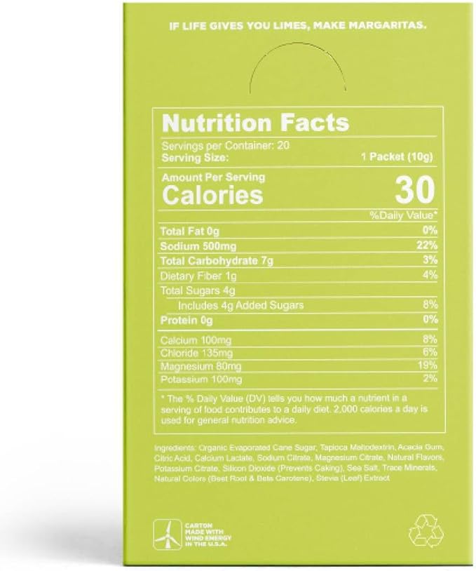 Gnarly Nutrition Hydrate Electrolyte Powder – Salted Margarita Exercise Hydration Drink Mix – NSF Contents Certified – Electrolyte Solution, Performance & Recovery – Salted Margarita, Box of 20 Stick