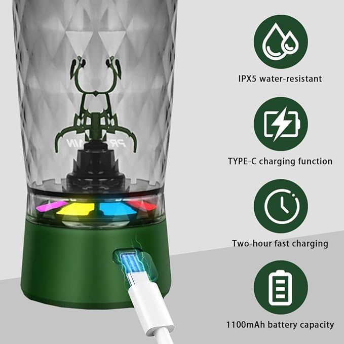 Electric Protein Shaker Bottle, USB Rechargeable Mixing Cup, Water Drink Mixer Portable Bottles for Gym Sport, BPA-Free Tritan, 22oz