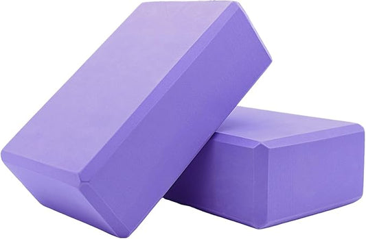 Yoga Blocks 2 Pack, Supportive Latex-Free Eva Foam Soft Non-Slip Blocks with Beveled Edges for Yoga, Pilates, Meditation - Yoga Accessories for Stability, Balance, Deepen Stretches