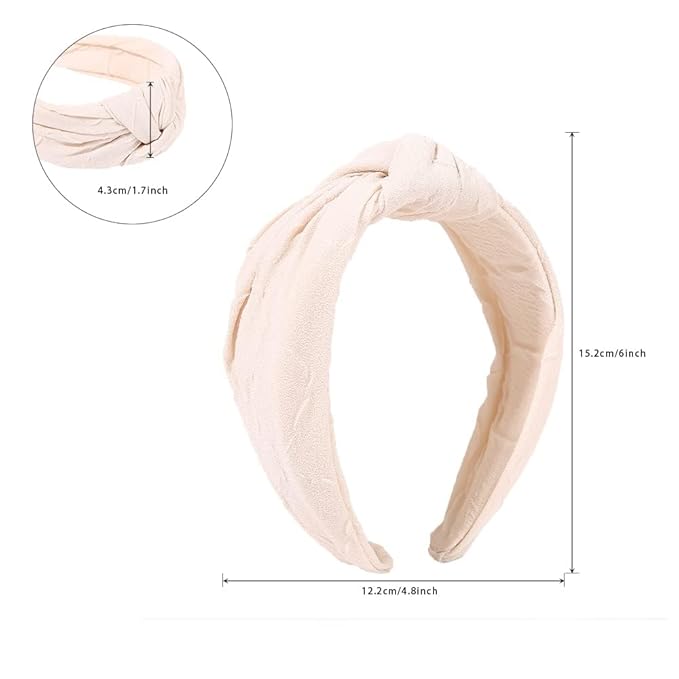 Madison Tyler Headbands for Women | Fashion Boho Top Knotted With Rhinestones Elastic Workout Hairbands | Outdoor and Party Non Slip (Beige)