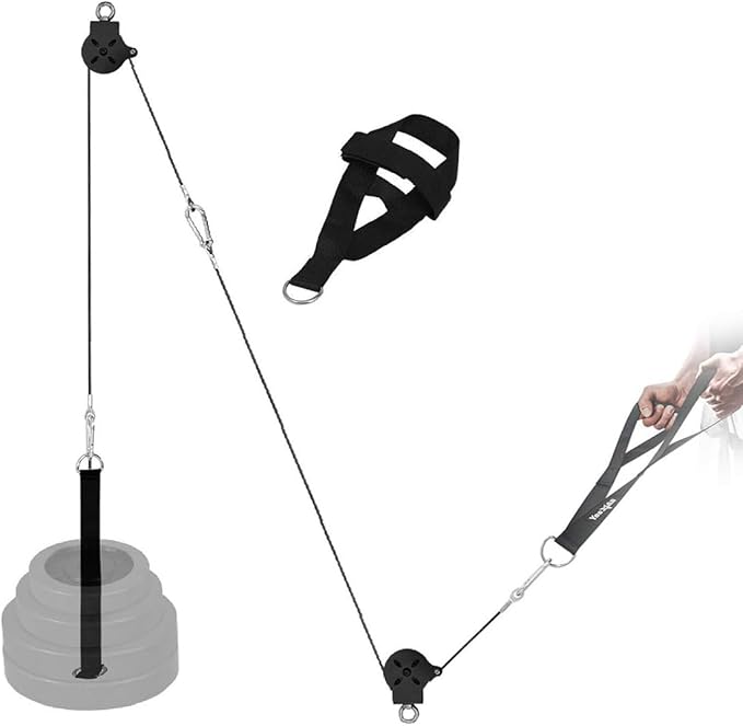 Yes4All Cable Machine Attachment, Row Handles, Tricep Rope, Straight Bar, V Bar, LAT Pulldown Accessories Load 880 LB for Home Gym