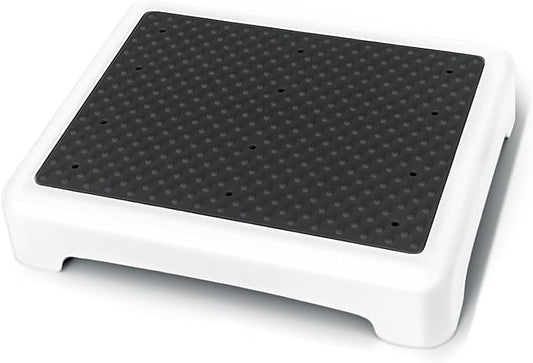 GWNF3.35'' Short Step Stool – 600lb Capacity Ultra-Sturdy Structure & Lightweight Step Stools for Seniors, Kids & Adult | Non-Slip Wide Platform | Mobility Step Stool for Indoor & Outdoor(White-Black)
