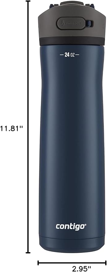 Contigo Ashland 2.0 Leak-Proof Water Bottle with Lid Lock and Angled Straw, Dishwasher Safe, Interchangeable Lid, 24oz, Blueberry