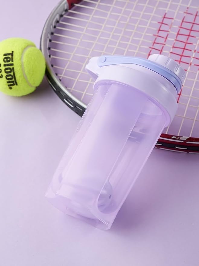 Perfect Nutrition Shaker Bottle w. New Whisk Ball Blender,Full Body for Microwave Heating(No Metal,BPA Free),Moden Loop Top,Dishwasher Safe,Leak Proof,Protein Powder/Fruit Juice Mixer 16oz(Purple)