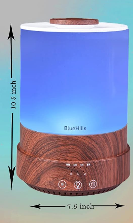 BlueHills Premium 2500 ML XL Essential Oil Diffusers - 30 Hr Run Aromatherapy Diffuser & Air Humidifier Mist for Large Room - 7 LED Colors Oil Diffuser Essential Oils for Home w/Auto Shut Off - F003