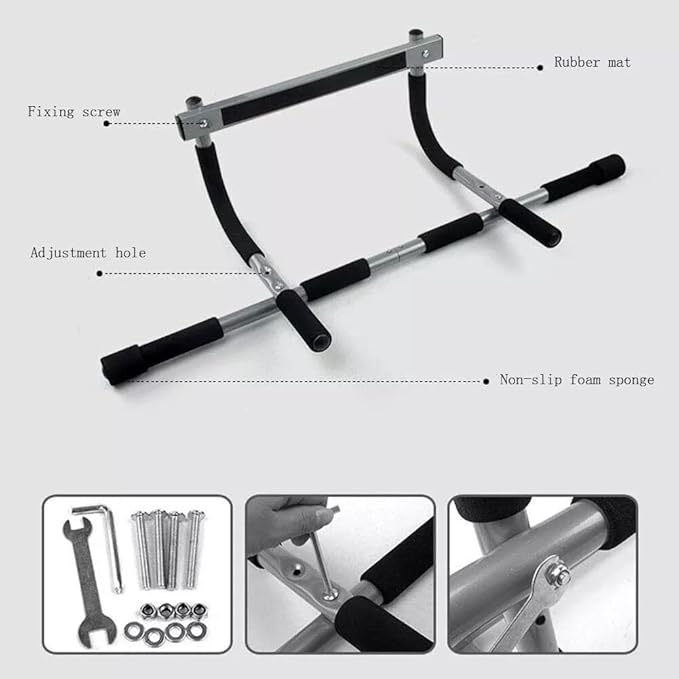 Upgrade Pull Up Bar for Doorway - Max Capacity 330 lbs, Portable Upper Body Workout Bar for Strength Training