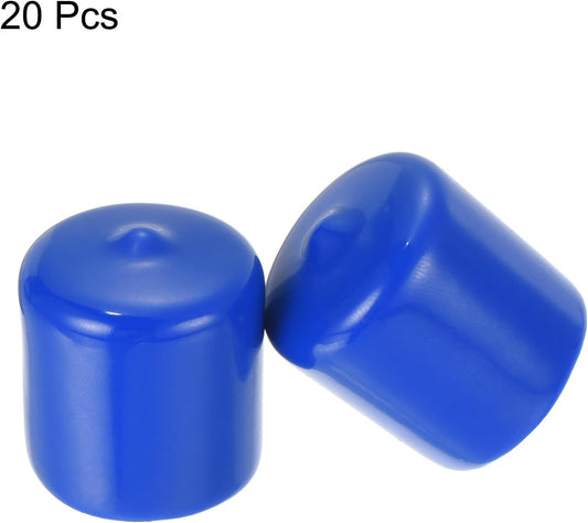 uxcell 20pcs Rubber End Caps 25mm ID Vinyl Round Tube Bolt Cap Cover Screw Thread Protectors Blue