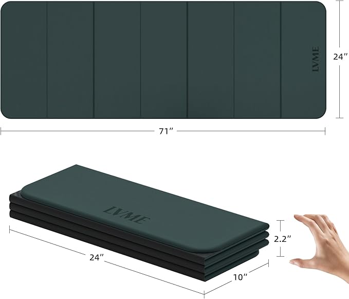 Foldable Yoga Mat, Extra Thick 0.32 inch, SGS Certifed, Non Slip, 71 x 24 inches, Foldable for Travel, Pilates, Camping, Environmental Sports Mat, Odorless TPE Material