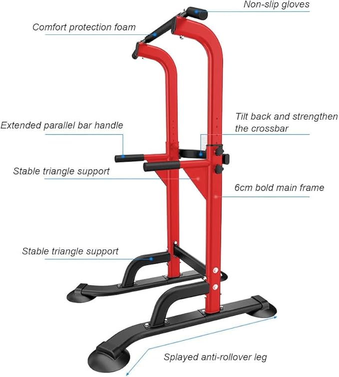 SogesHome Power Tower Pull Up Bar and Dip Station Adjustable Height Dip Stand Multi-Functional Strength Training Fitness Workout Station