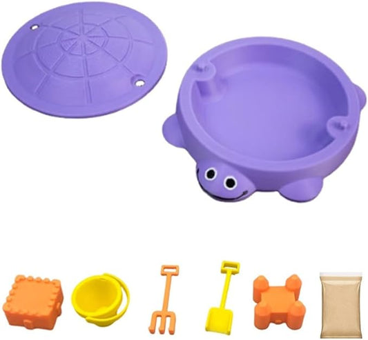 Mini Turtle Sandbox Desk Toy with Soft Sand and Small Tools, Premium Sand Garden for Desk Kit - Mini Zen Garden Kit Gifts Decor Desktop Accessories for Home, Office Stress Relief(Purple,5.5in)