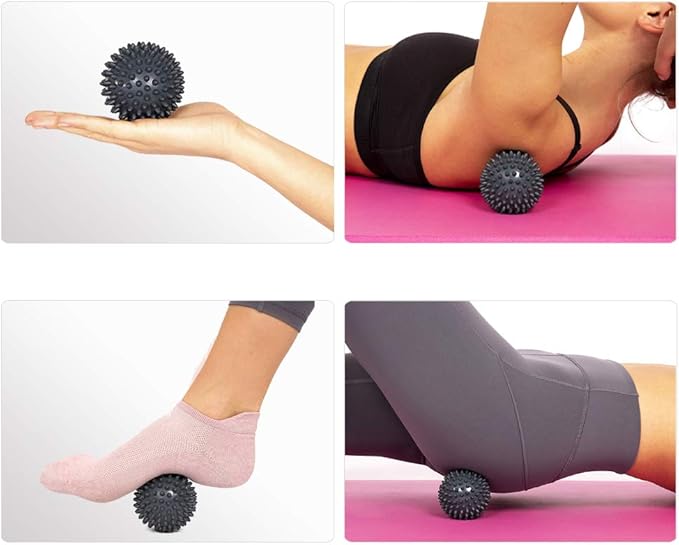Foot Massager Roller,Massage Lacrosse Ball,Spiky Ball Therapy Set for Relieve Plantar Fasciitis,Heel & Foot Arch Pain and Deep Tissue Massage