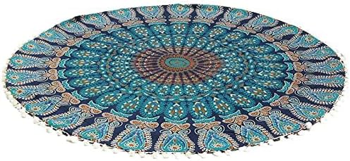 Eyes of India - Mandala Floor Pillow Cover Meditation Cushion Seating Throw Hippie Round Colorful Decorative Bohemian Indian Pouf Ottoman Handmade Cover ONLY (A1 Dark Blue-1, 32" x 32")