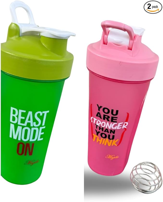 Magiko Blender Shaker Bottles for Protein, 28oz Portable Leakproof Pre-Workout Nutrition Water Bottle, BPA-Free Gym Protein Shaker for Sports & Outdoor Motivational Protein Shaker (Pink Green)