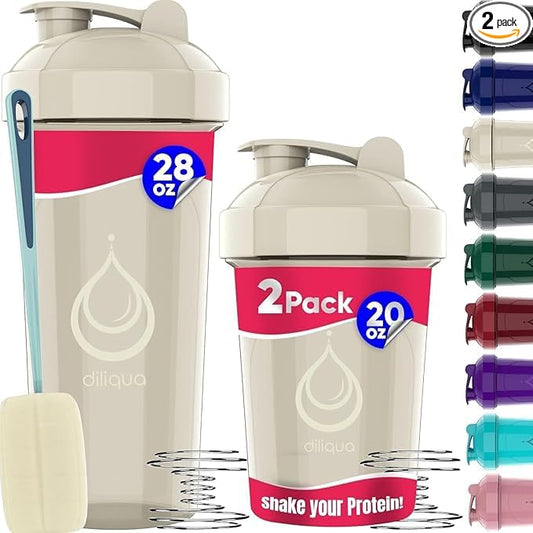2 PACK, 28 oz & 20 oz Shaker Bottles with Powerful Wire Whisks for Protein Mixes | Leakproof Blender Shaker Bottle Pack | BPA-Free & Dishwasher Safe | Shaker Bottle | Shaker Cups for shakes