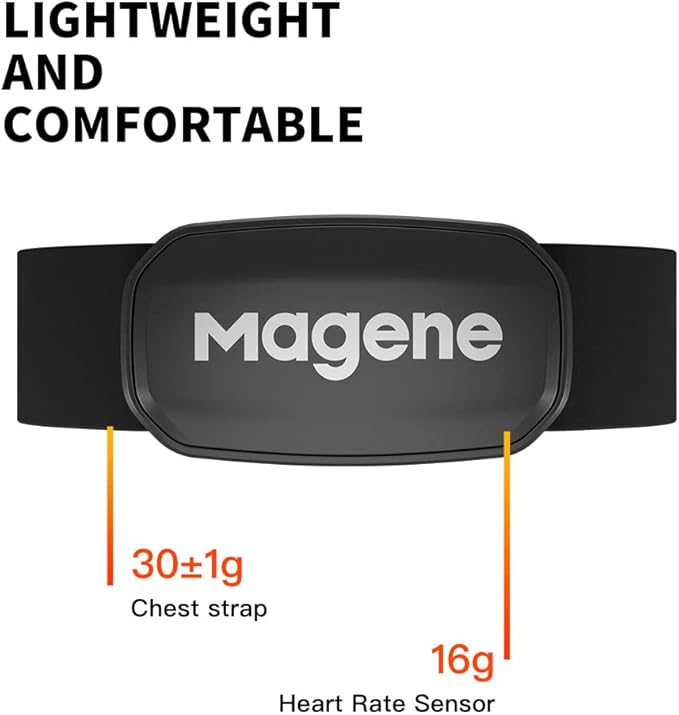 Magene H303 Heart Rate Monitor, Heart Rate Sensor Chest Strap, Protocol ANT+/Bluetooth, Compatible with iOS/Android APPs