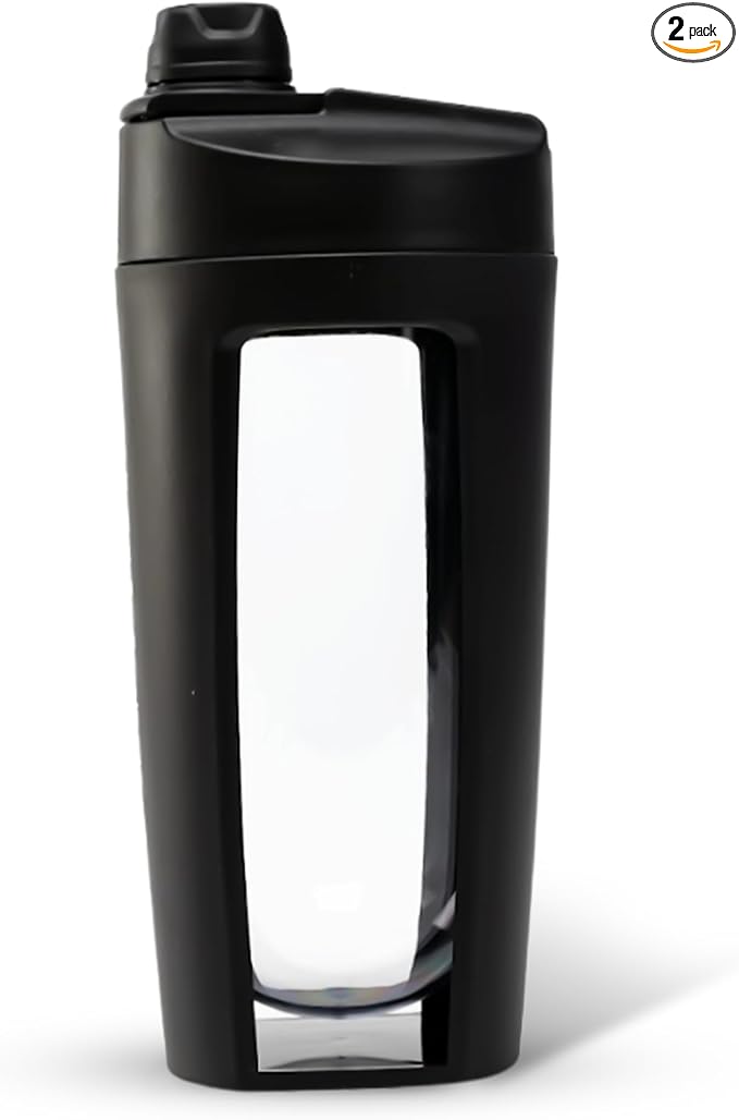 Odor-Free Fitness Bottle with Screw Lid – Round Shape, Leakproof, Eco-Friendly, Reusable Protein Shaker & Smoothie Bottle – Black, Blue, Pink, Beige, White, Purple (Black, Pack Of 1)