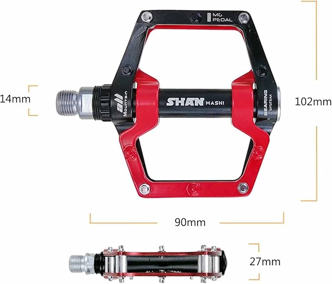 Bicycle Pedals-Aluminium Alloy Bicycle Pedals-Mountain Bike Pedals with Removable Non-Slip Studs 9/16