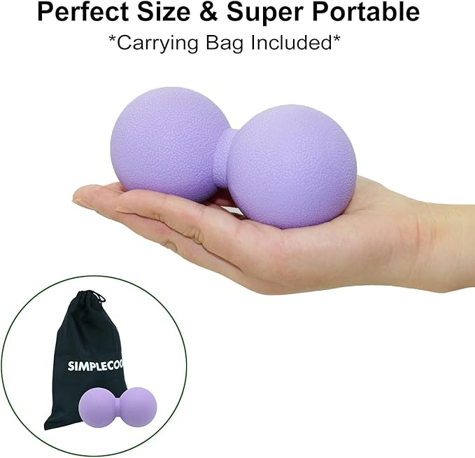 Hard Peanut Massage Ball, Double Lacrosse Massage Ball. Deep Tissue Massager Mobility Roller for Physical Therapy Myofascial Release Trigger Point Muscle Relax Pain Relief Acupressure (Purple)