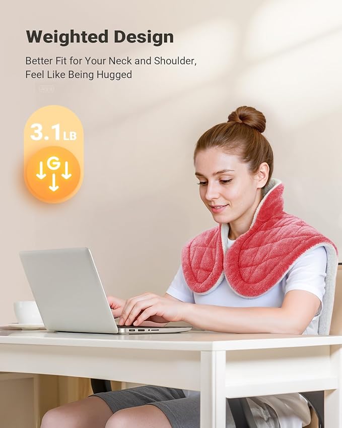 iDOO Heating Pad for Back Neck & Shoulders Pain Relief, Large Full Body Electric Heat Pad, Birthday Christmas Gifts for Women Men Seniors, FSA Eligible Items Only List, 6 Heat Settings Auto-Off,Pink