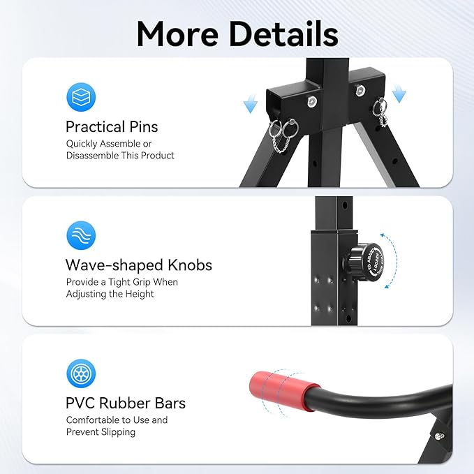 Triangular Pull Up Station,440lbs Load Capacity Adjustable Height Home Pull Up Bar,Foldable Power Tower Dip Station Pull Up Ba,Fitness Triangular Design Pullup Dip Station Rack