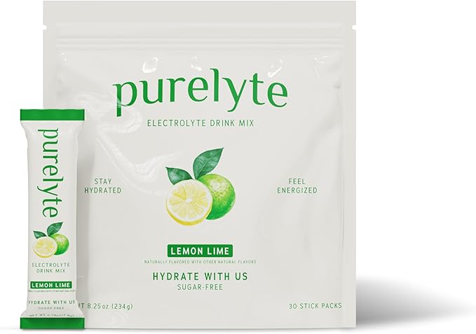 Electrolyte Drink Mix – Sugar-Free Hydration Powder Packets – Clean Electrolytes with Trace Minerals – Keto, Vegan, Gluten-Free – No Artificial Sweeteners – 30 Sticks – Lemon Lime