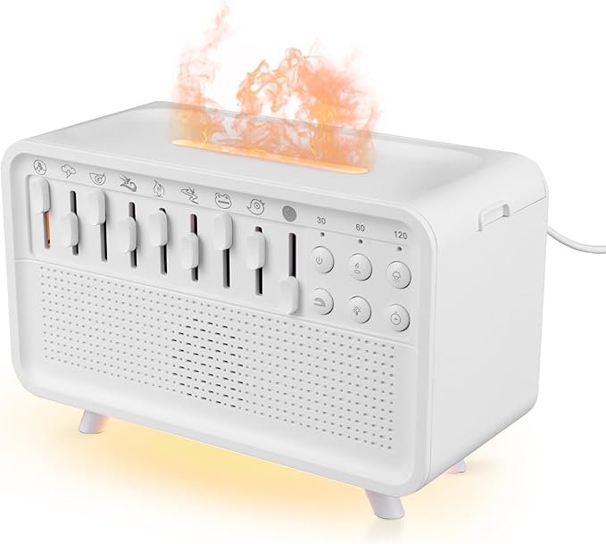 White Noise Machine with Humidifier,Essential Oil Diffuser & Night Light - Portable Sleep Sound Therapy, 8 Natural Sounds Style Mixer with Auto-Off Timer for Bedroom, Office,Travel