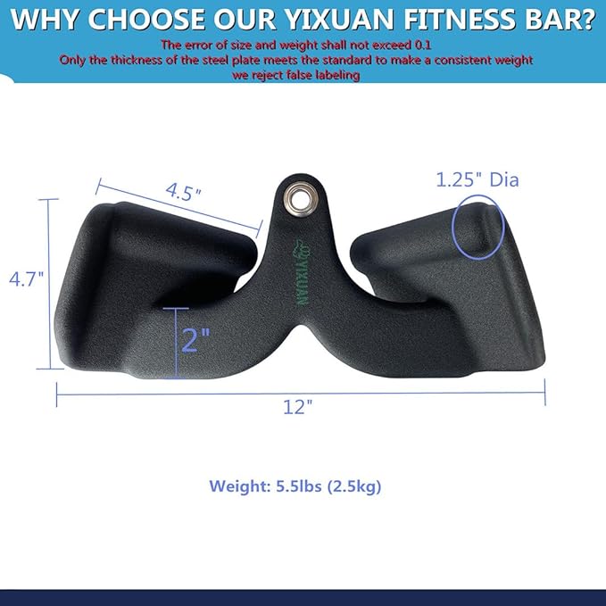 Thickened Steel Wide Grip & Close Grip Lat Pulldown Attachments - V Bar, Double D Row Handle & Tricep Press Down Bar for Home Gym Cable Machine Accessories