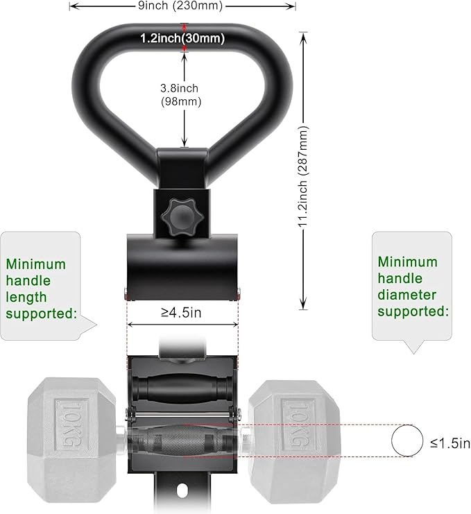 Kipika Kettlebell Handle Steel Converter Handle, Adjustable Dumbbell Grip Handle, Grip Handle Attachment for Dumbbells, High-Strength Steel Grip Handle for Home Gym Weight Lifting