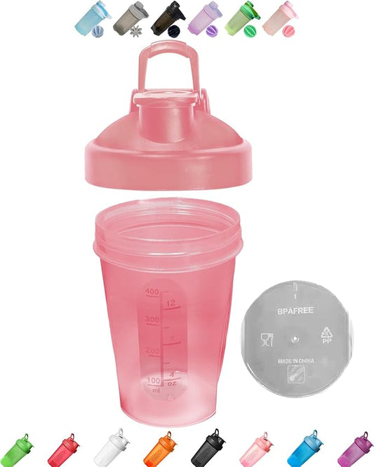 Blender Shaker Bottle w. Classic Loop Top & Stainless Whisk Ball-Perfect for Protein Shakes and Pre Workout-(16oz,Pink)